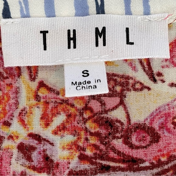 THML Blue Striped and Paisley Pink Tassel Sleeveless Blouse Top Women’s Small - Picture 3 of 6